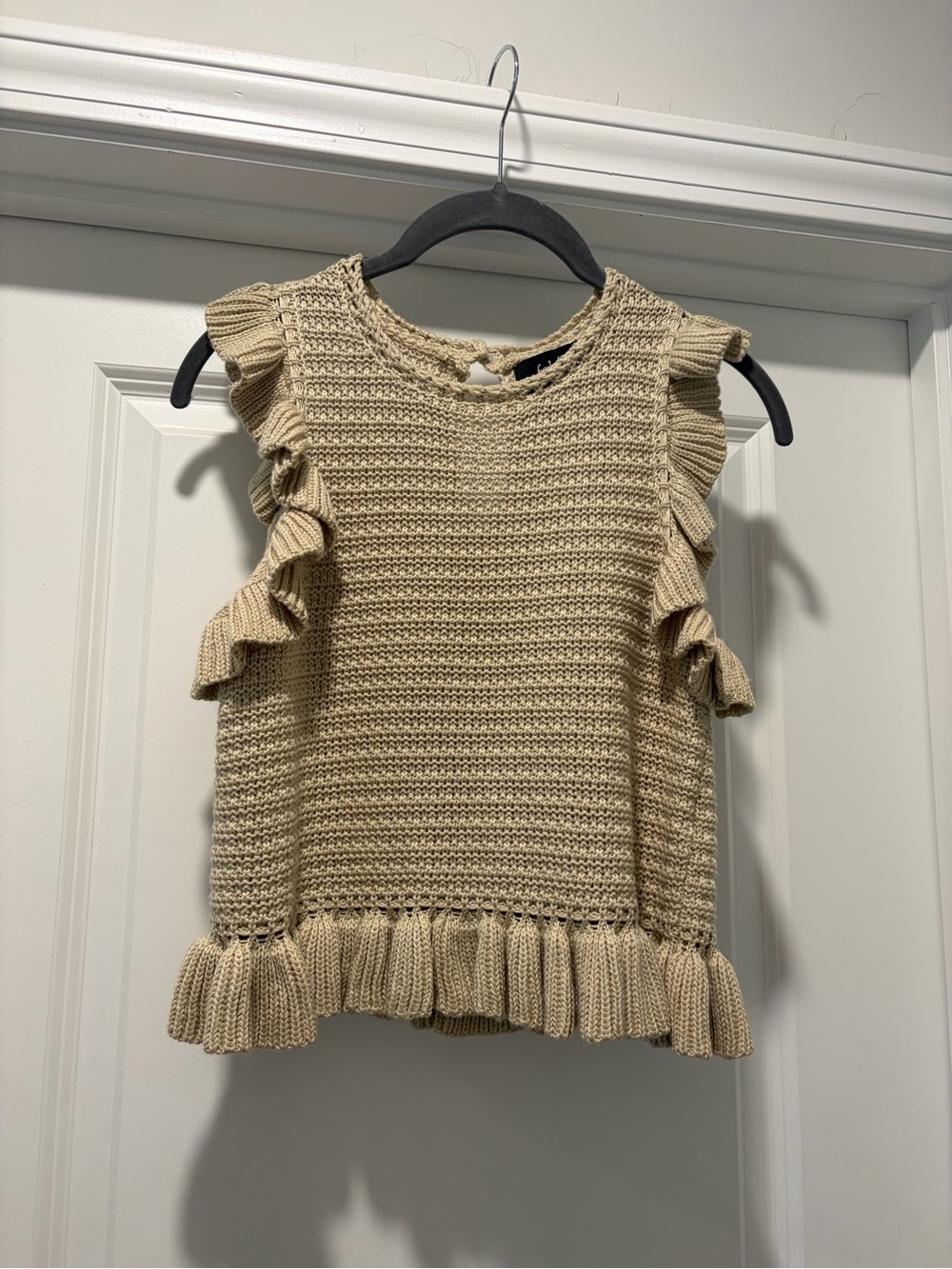 fab'rik Open Knit Pullover in Light Beige